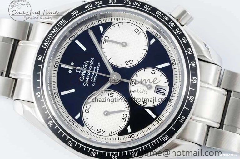 0720 Cozy Speedmaster Racing Master SS HKF Best Edition Black White Dial on SS Bracelet A 7807